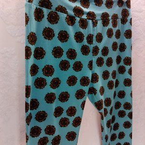 LuLaRoe bold Sunflower & blue workout leggings